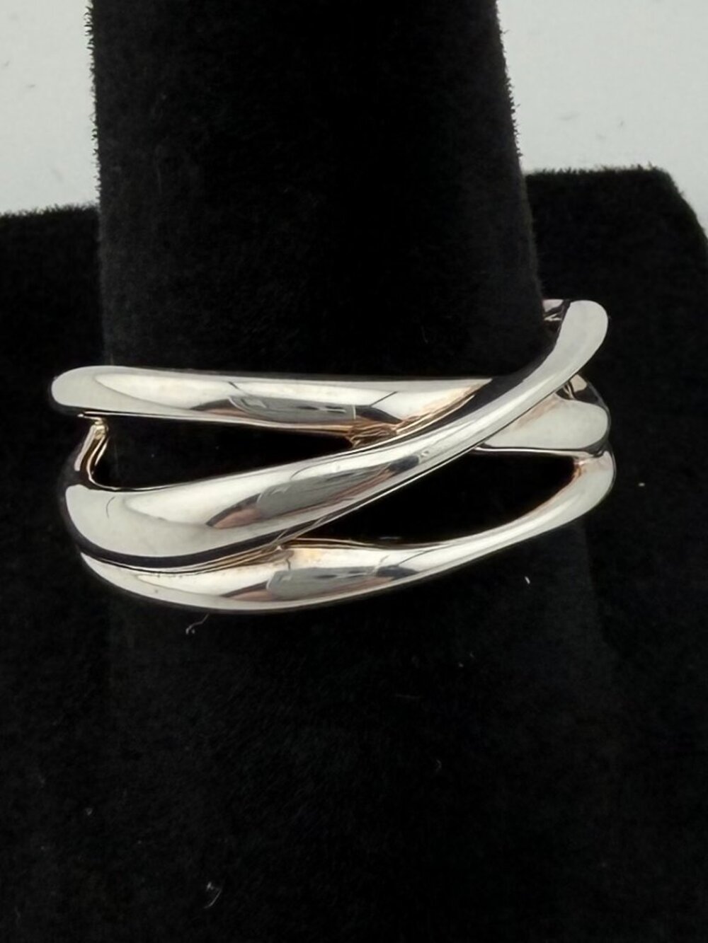 Sterling Silver Monica Vinader Nura Crossover Ring Size 7.5